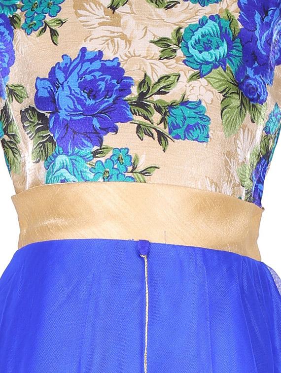 kids blue floral print detailed gown - 20622276 - Standard Image - 2