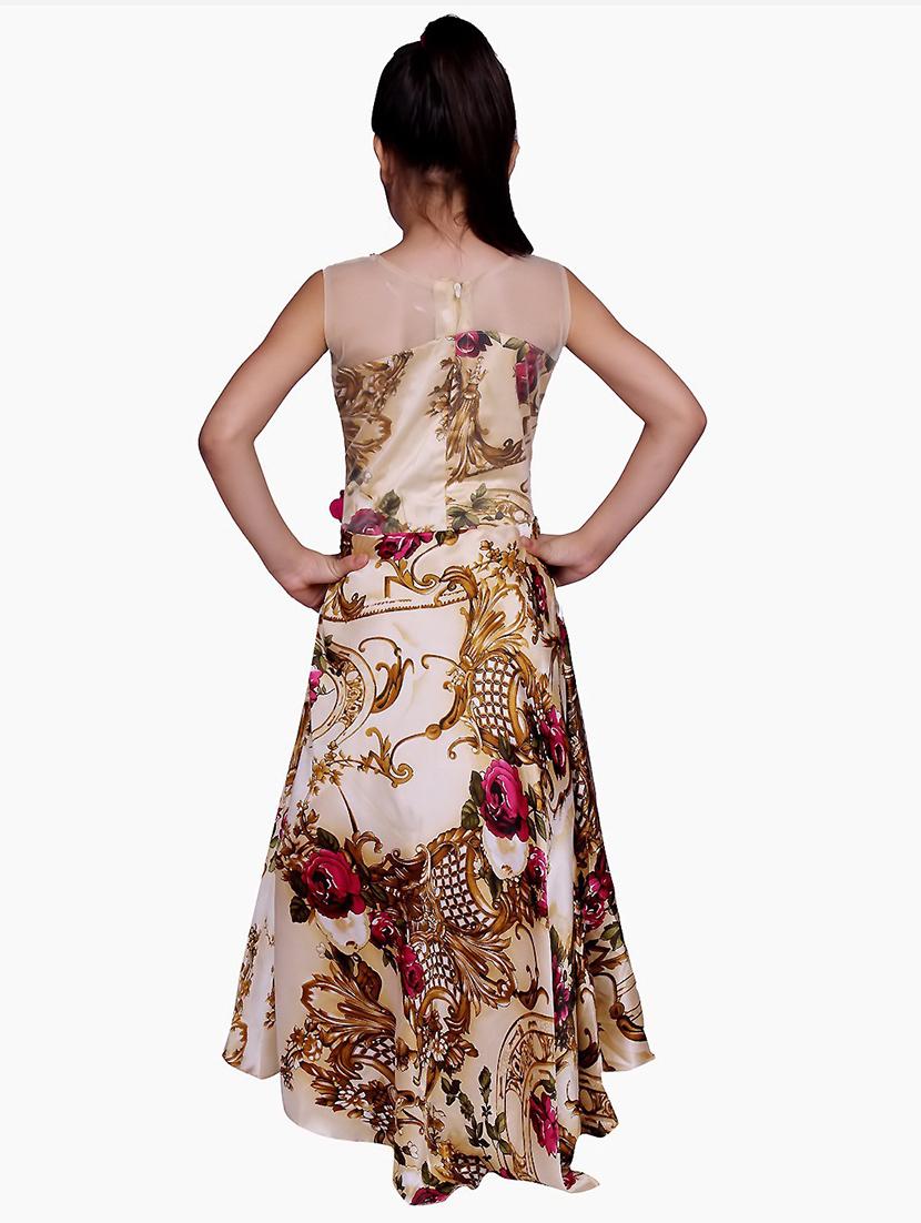 girls floral print sleeveless long party gown - 20622570 - Standard Image - 2