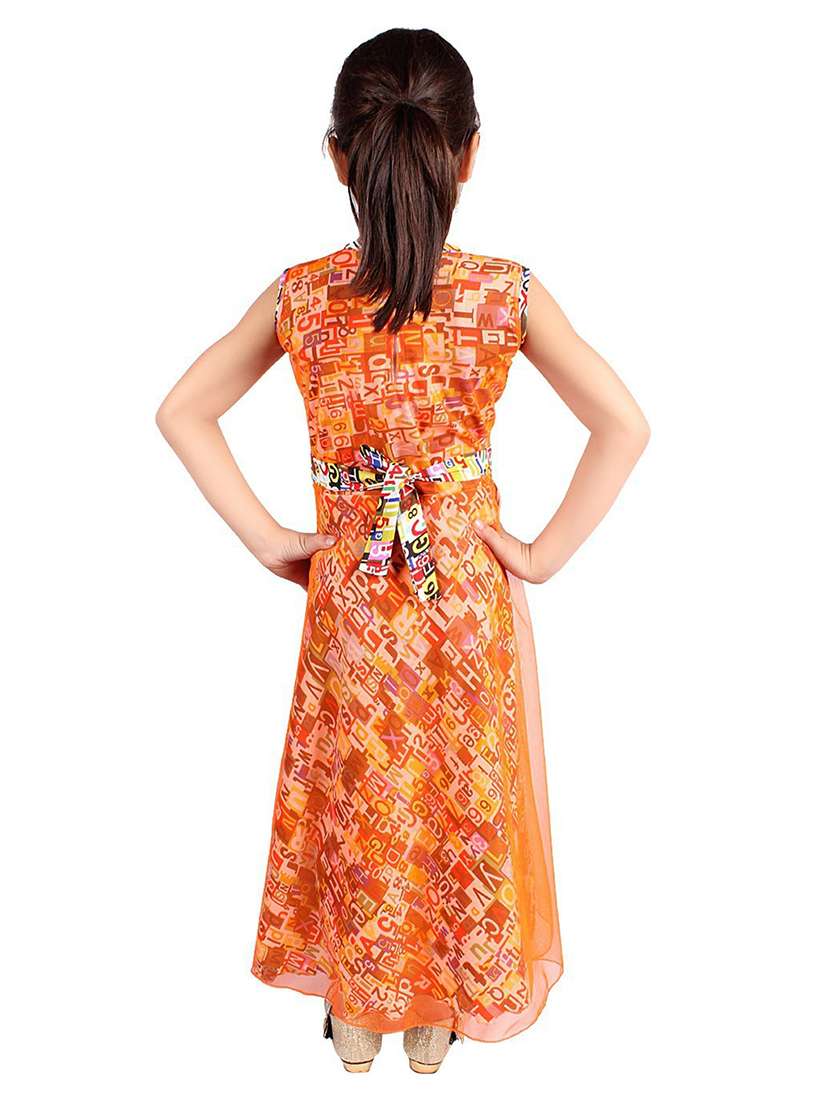 girls round neck sleeveless long gown - 20622600 -  Standard Image - 2