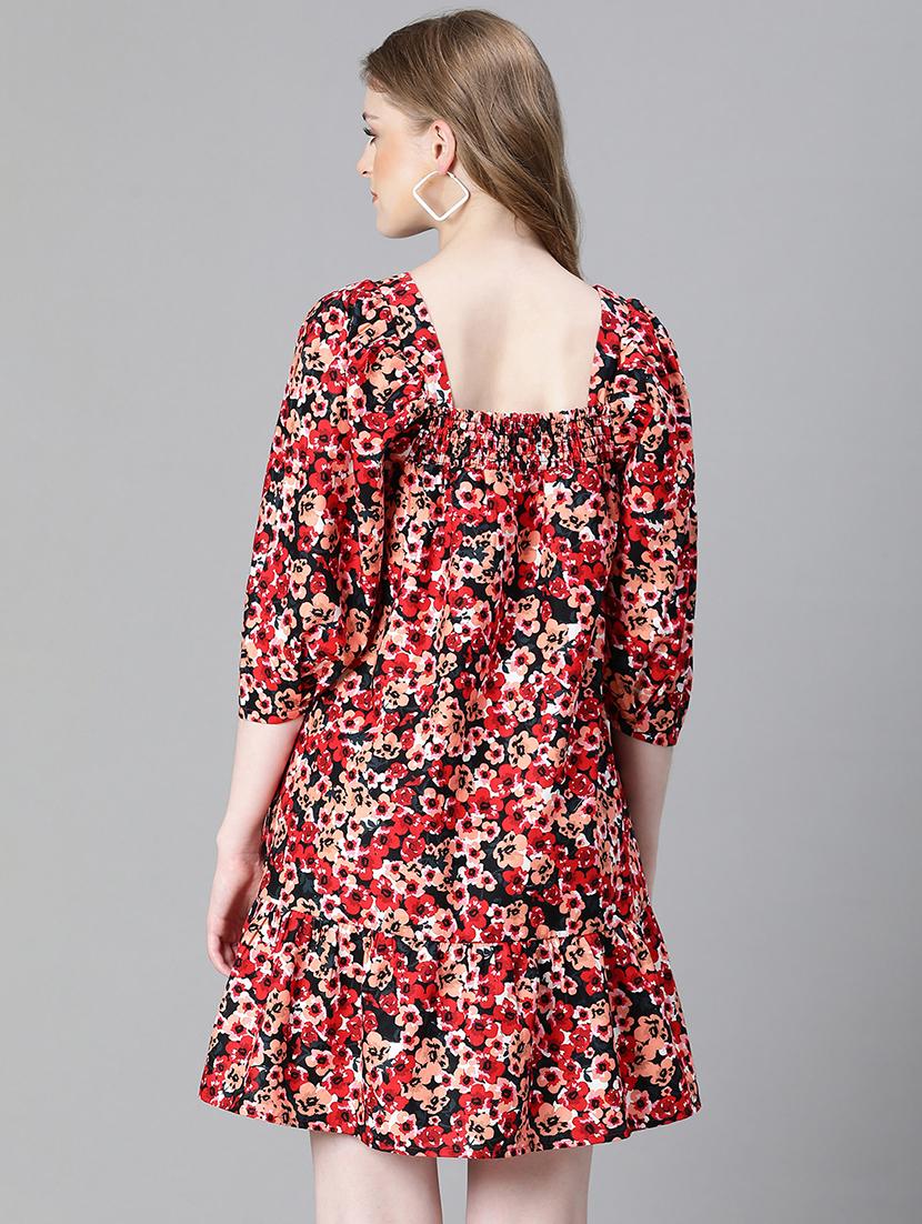 women multi coloured floral printed a-line dress - 20622627 - Standard Image - 2