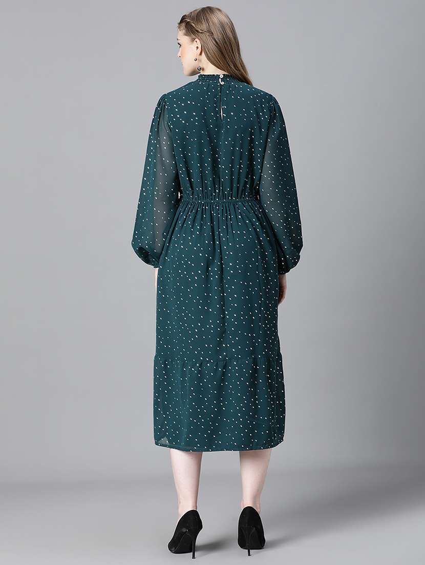 green polka dots printed a-line midi dress - 20622651 -  Standard Image - 2