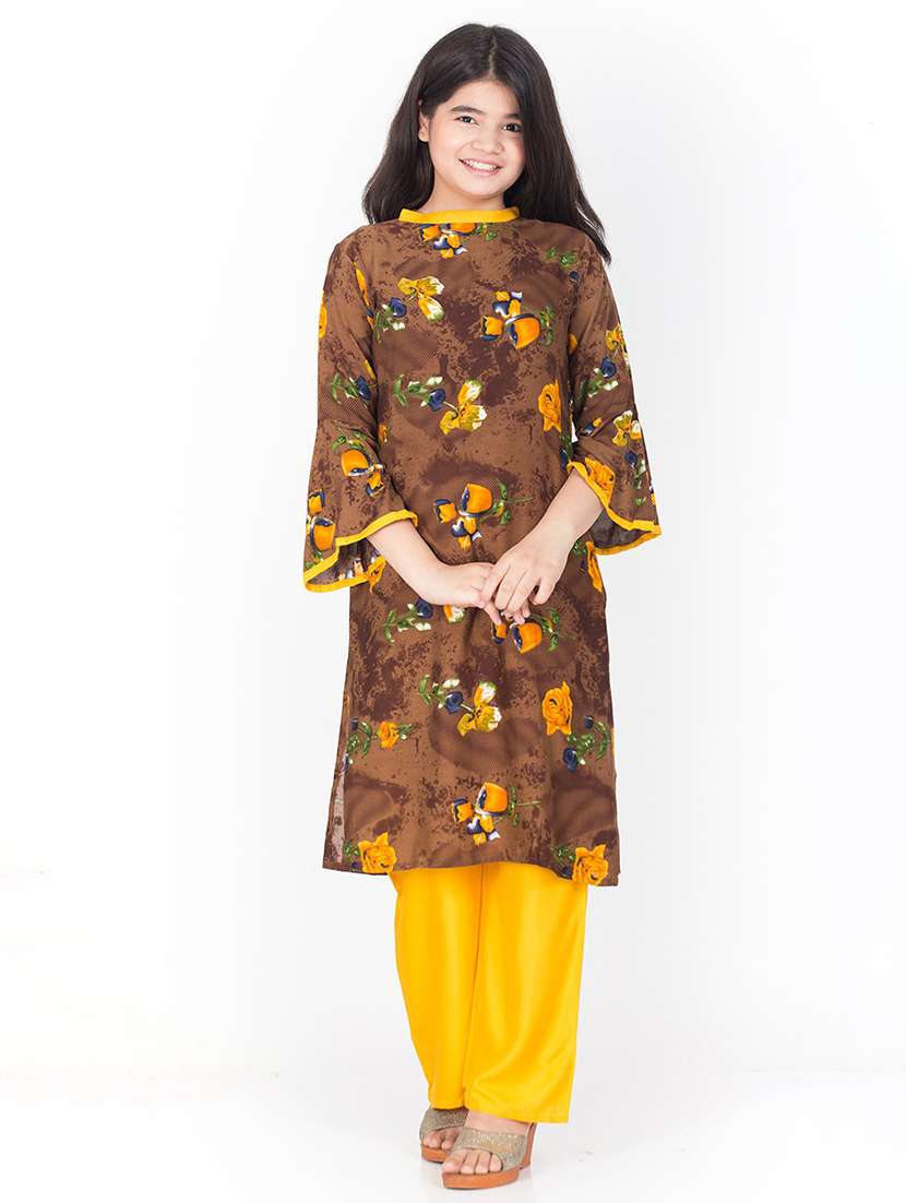 girls floral printed kurta palazzo set