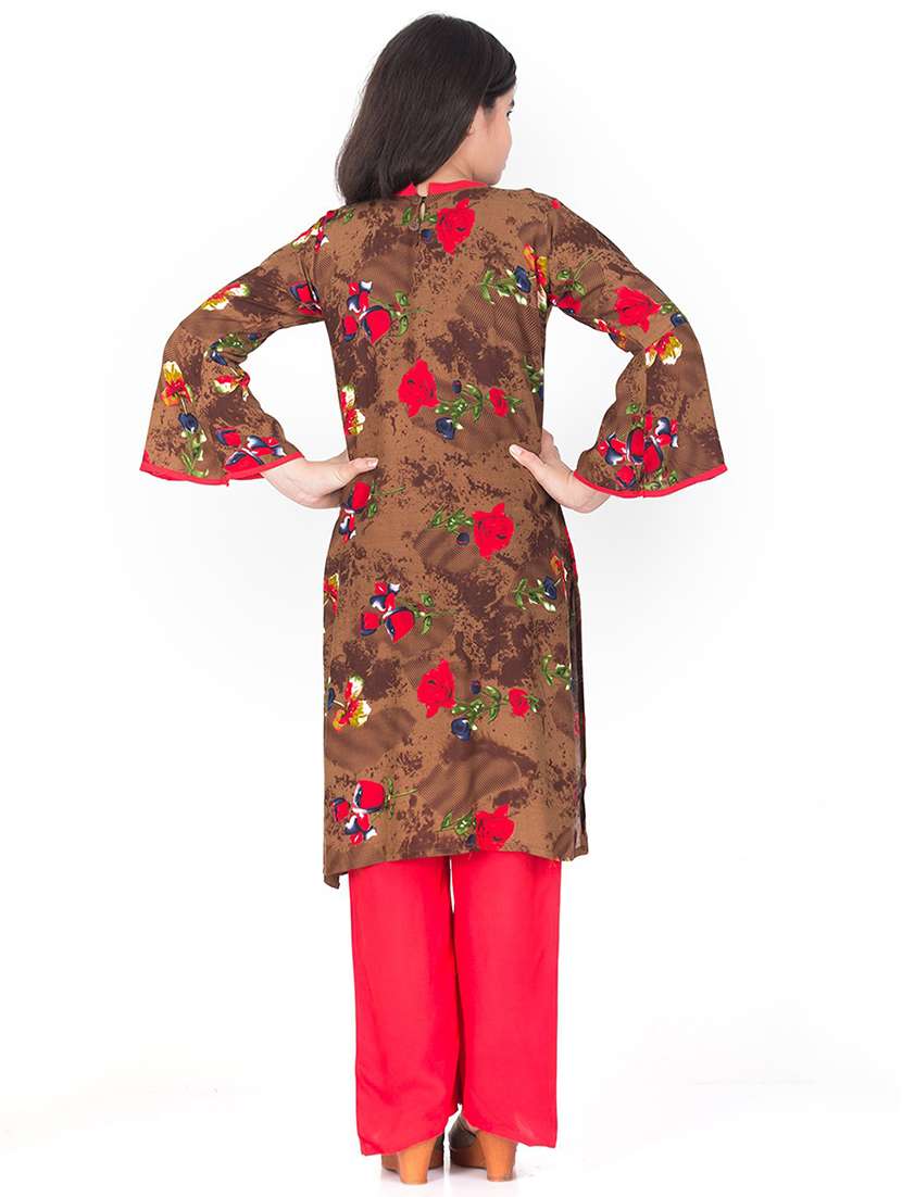 girls floral printed kurta palazzo set - 20622670 -  Standard Image - 2