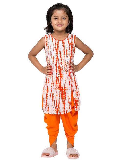 girls tie & dye kurta salwar set - 20622698 -  Standard Image - 0