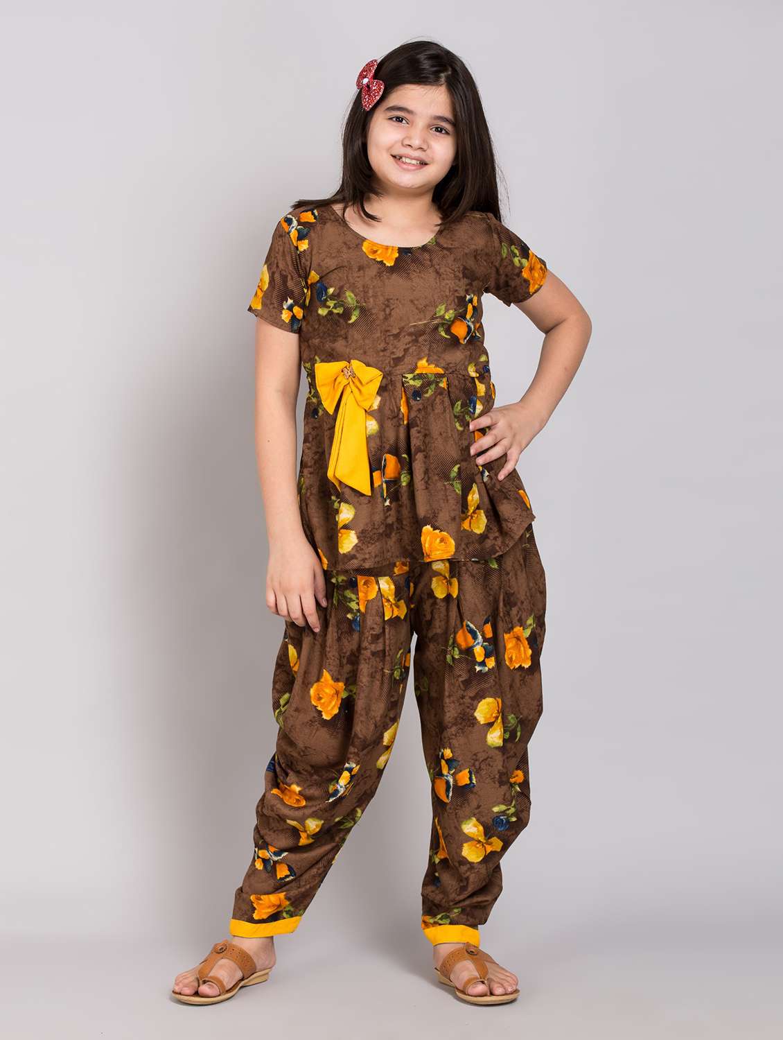girls floral printed kurta patiyala salwar set