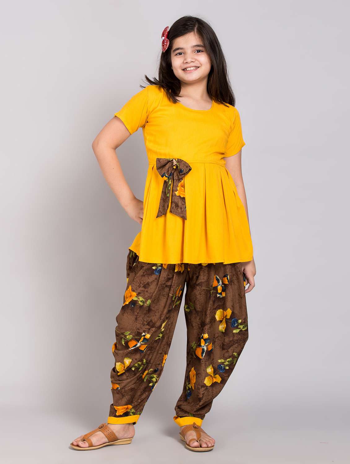 girls floral printed kurta patiyala salwar set