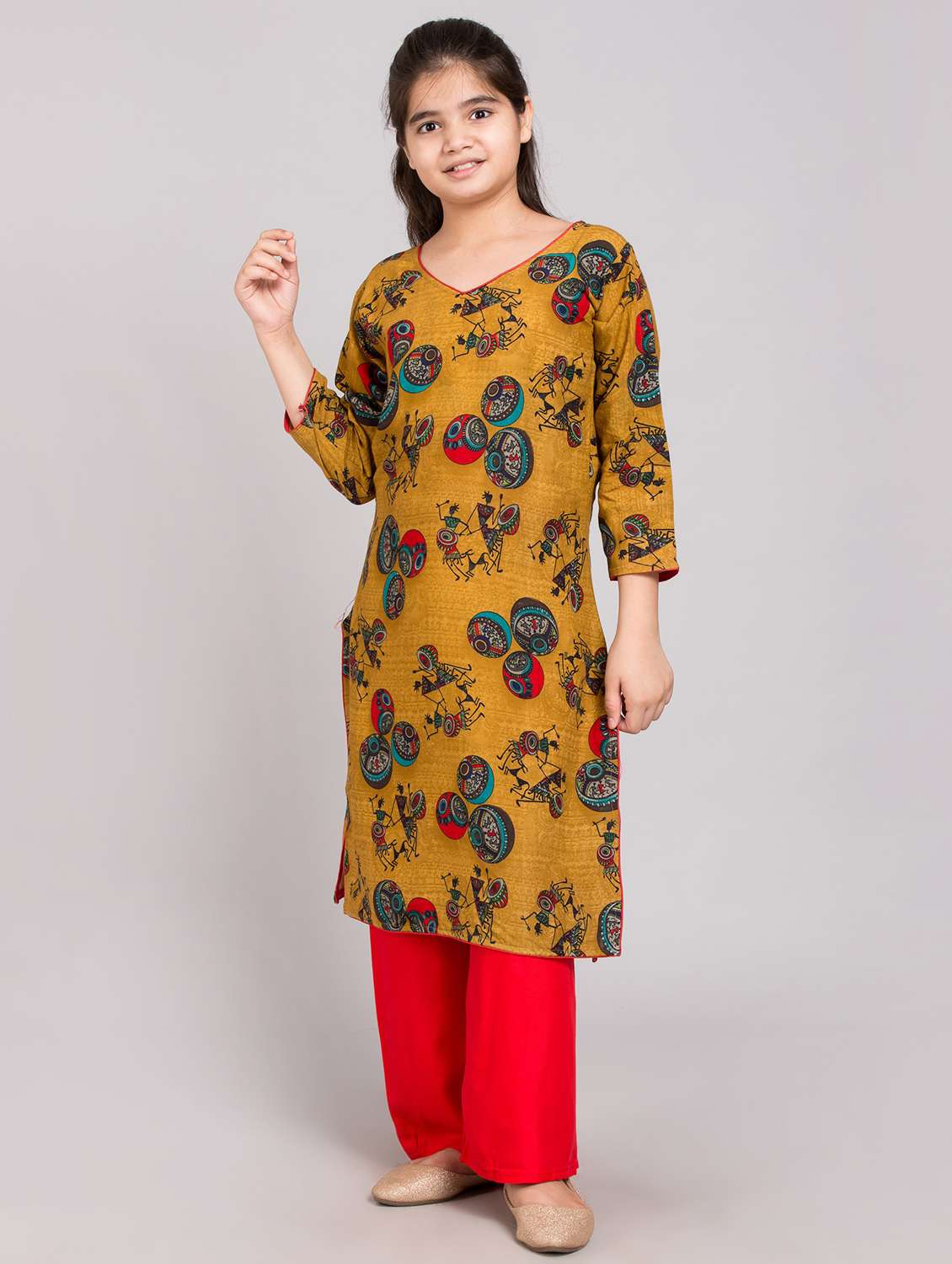 girls floral printed kurta palazzo set