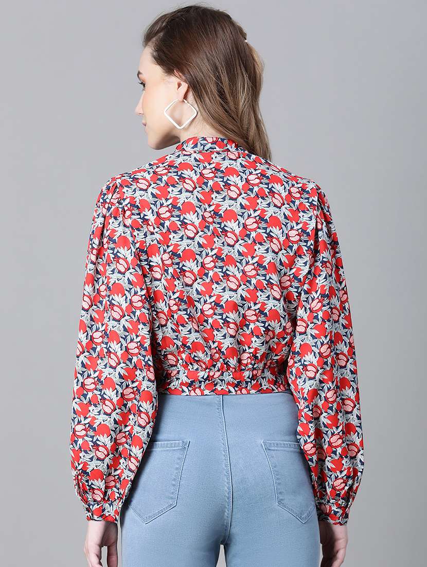 women printed bishop sleeves shirt - 20623328 -  Standard Image - 2