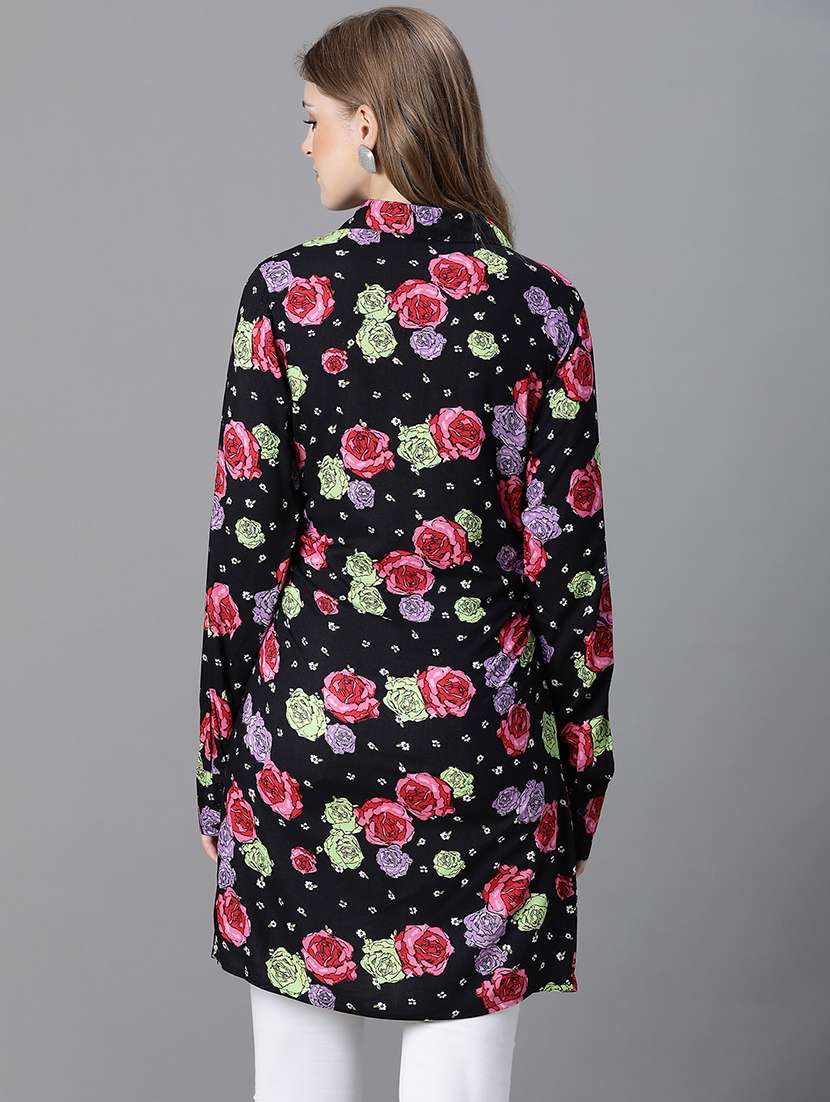 women floral print long sleeves collared shirt - 20623336 -  Standard Image - 2