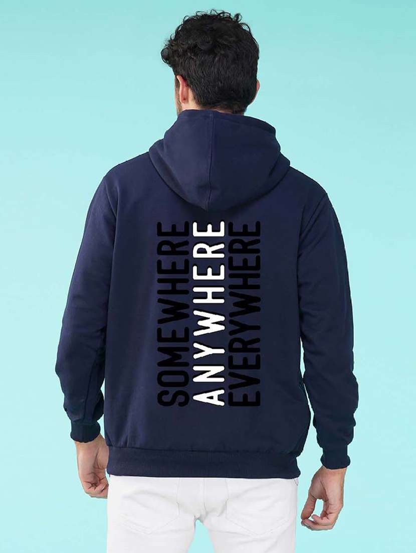 navy blue back print hooded sweatshirt - 20623649 -  Standard Image - 2