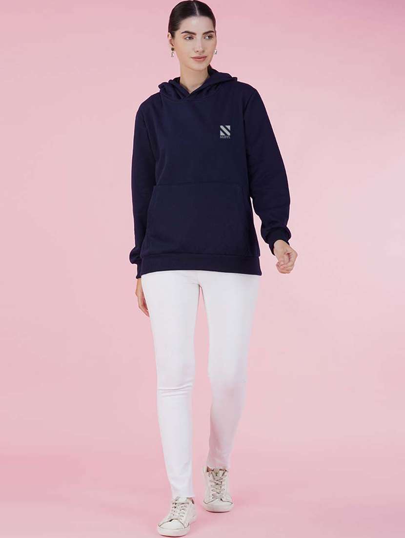 navy blue long sleeve hooded sweatshirt - 20623663 -  Standard Image - 2