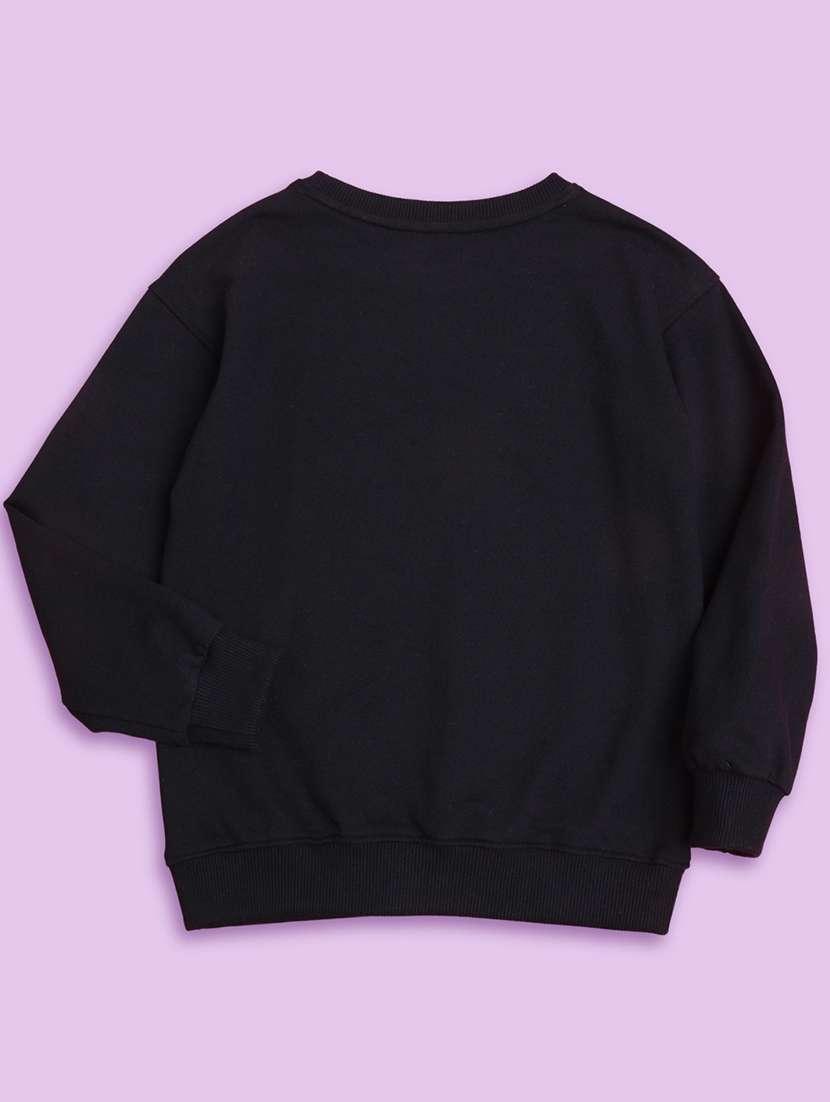 black graphic round neck sweatshirts - 20623763 -  Standard Image - 2