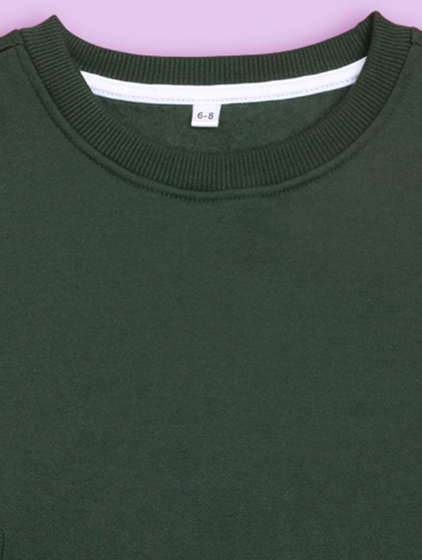 olive fleece graphic sweatshirt - 20623808 - Standard Image - 2