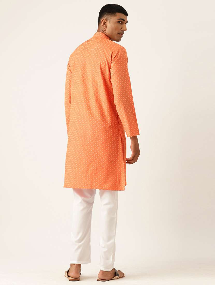 men mandarin neck printed kurta pyjama set - 20625337 - Standard Image - 2