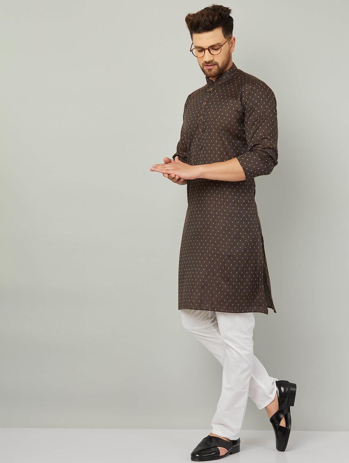 men mandarin neck kurta pyjama set - 20625347 - Standard Image - 2