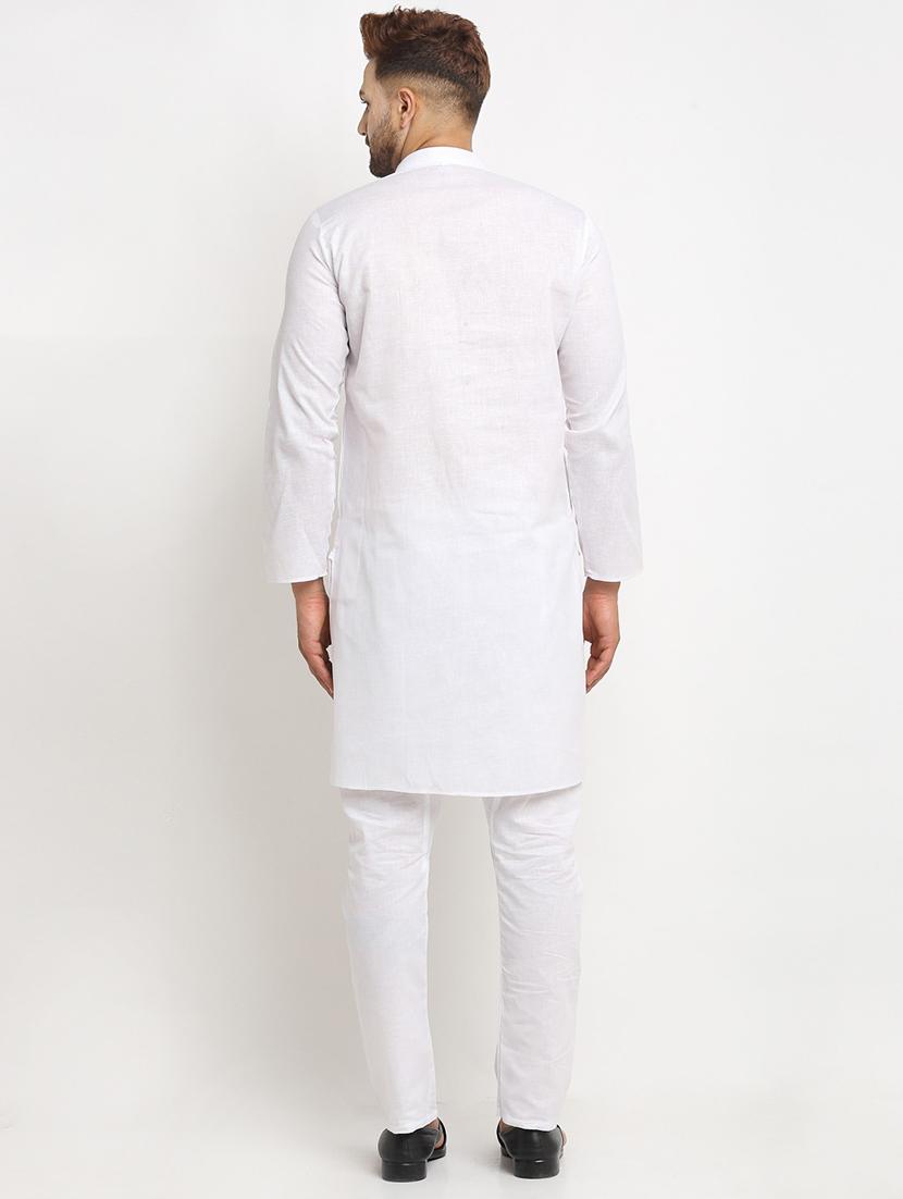 men white solid kurta with trouser - 20625369 - Standard Image - 2