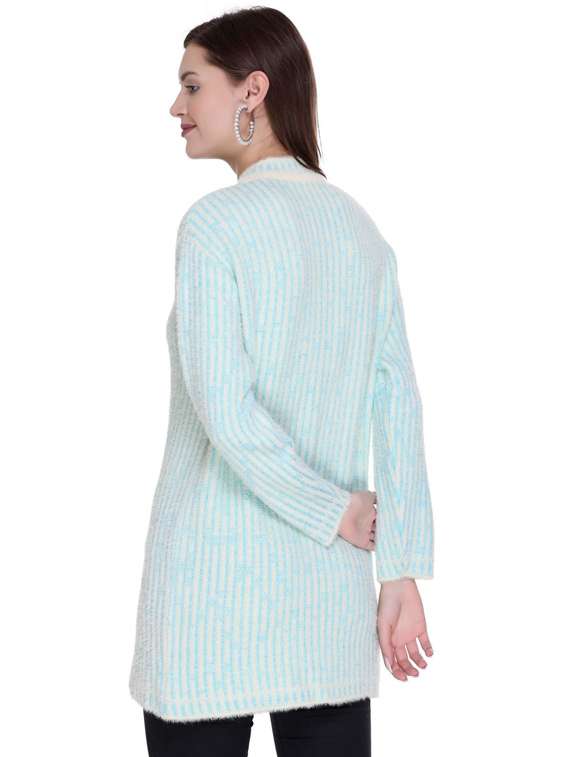 women purist blue striped acrylic blend cardigan - 20625465 - Standard Image - 2