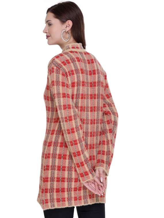 women multi colored checkered cardigan - 20625469 -  Standard Image - 2