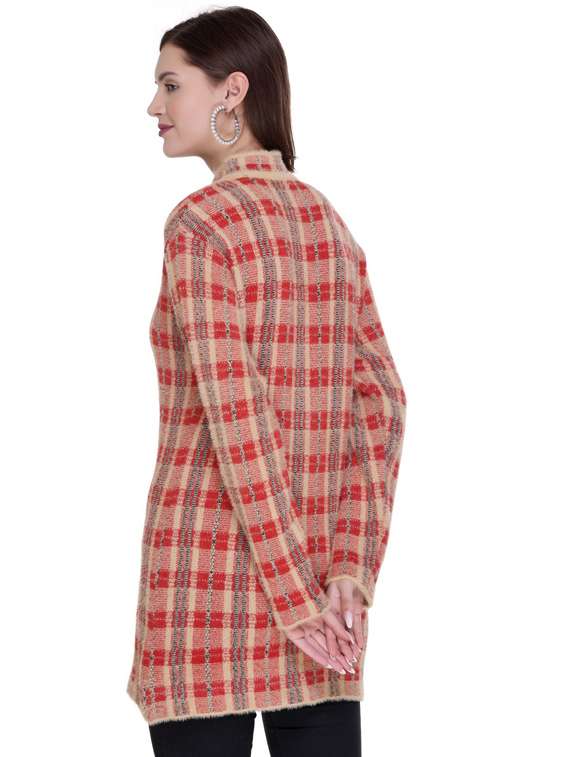 women multi colored checkered cardigan - 20625470 -  Standard Image - 2