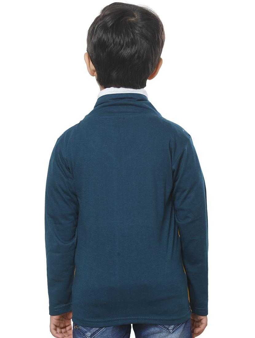 kids blue colourblocked typographic print t-shirt - 20625779 - Standard Image - 2