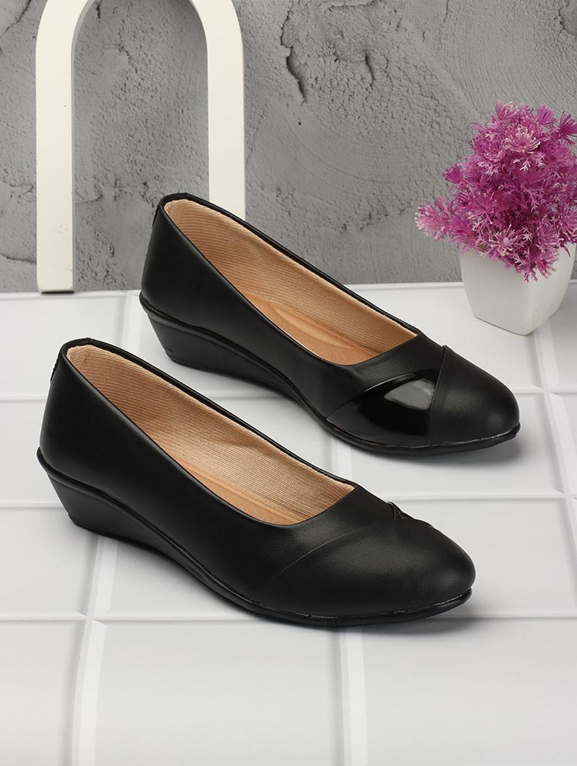 solid black platform heels slip on ballerina - 20625806 - Standard Image - 2