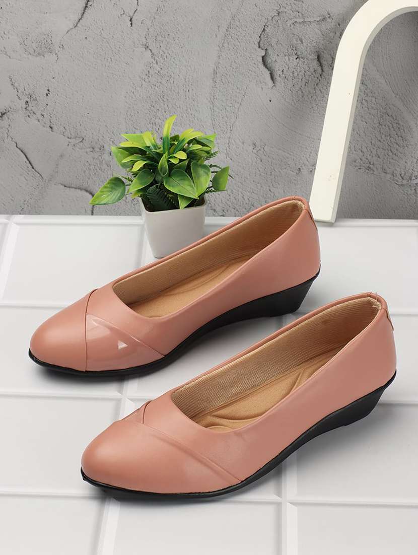 solid pink platform heels slip on ballerina - 20625807 -  Standard Image - 2
