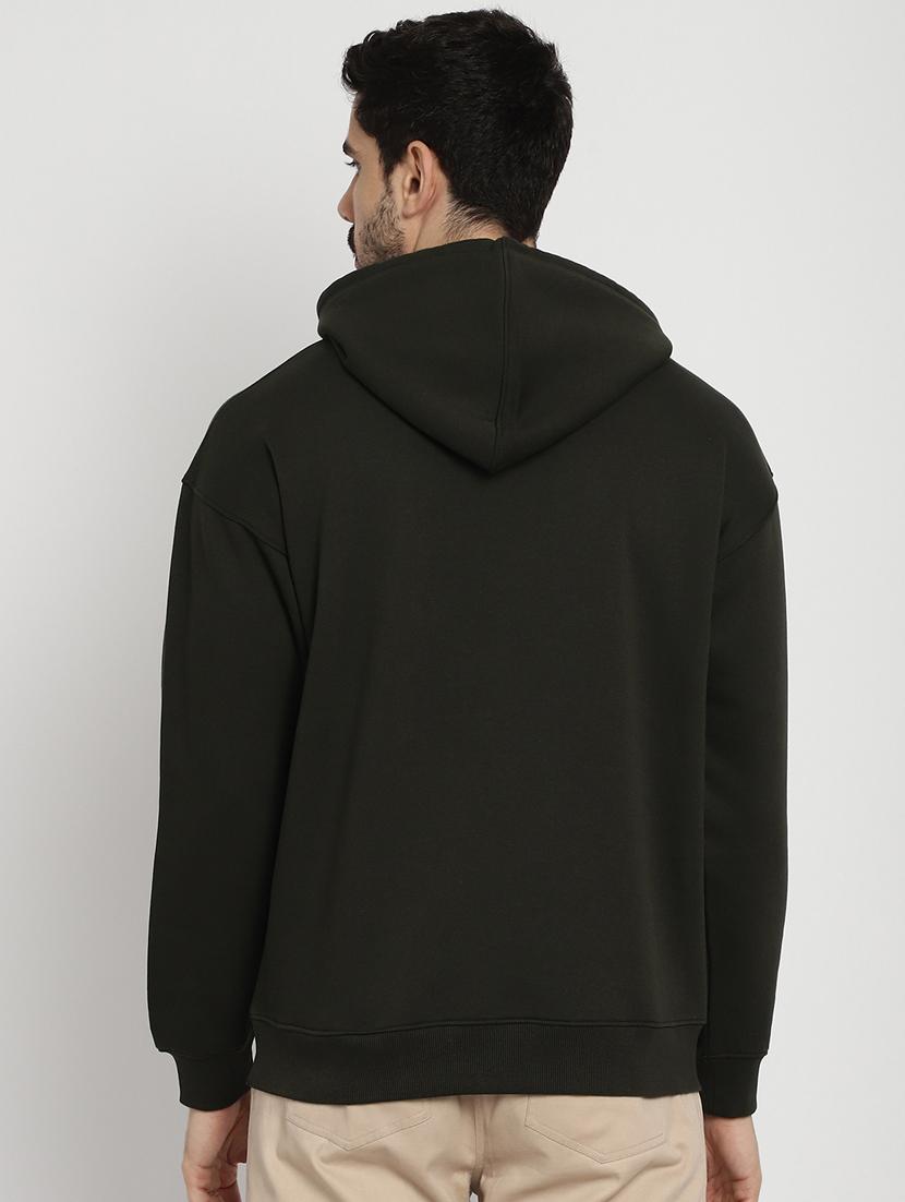 olive green placement print hooded sweatshirt - 20627198 - Standard Image - 2