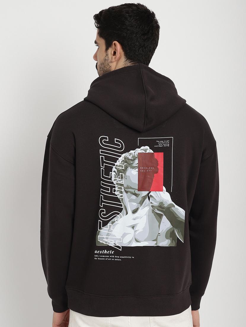 grey back print hooded sweatshirt - 20627199 - Standard Image - 2