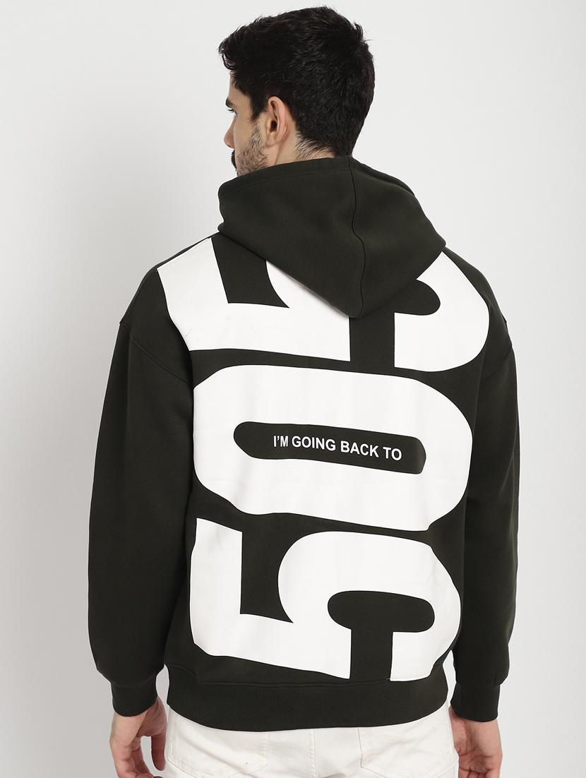 olive green back print hooded sweatshirt - 20627201 - Standard Image - 2