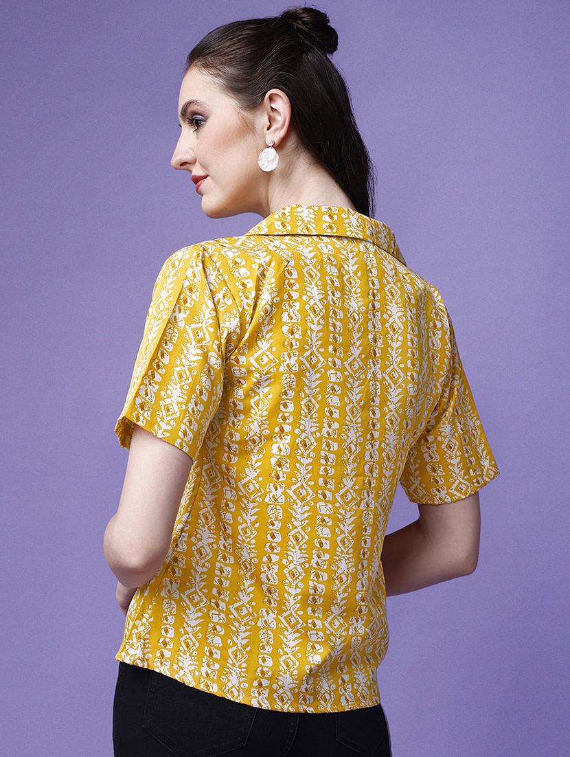 women printed lapel collar shirt - 20627214 - Standard Image - 2