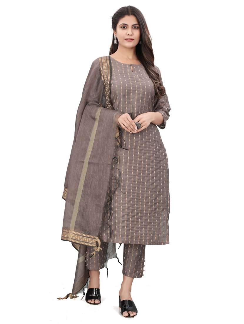 women three quarter sleeve kurta pant with dupatta set