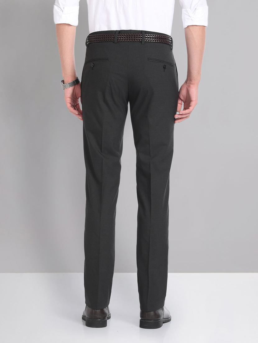 black polyester flat front trousers formal - 20632798 - Standard Image - 2