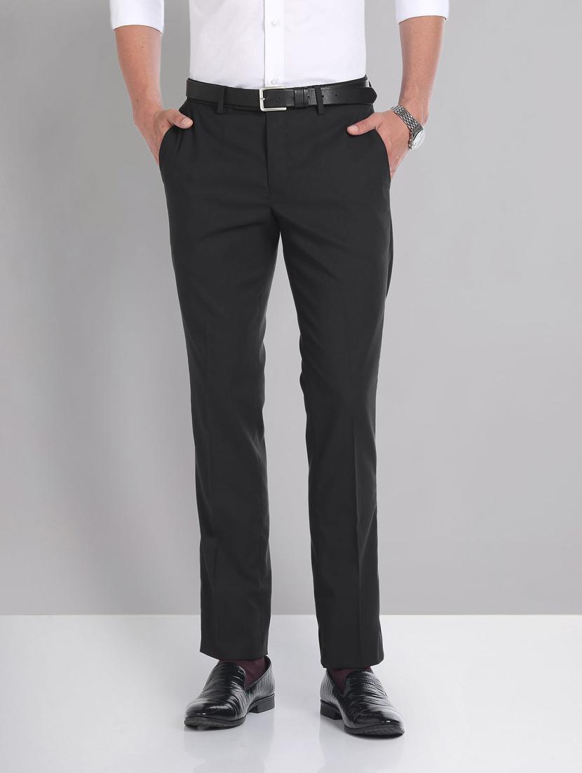 black polyester flat front formal trouser - 20632802 - Zoom Image - 0