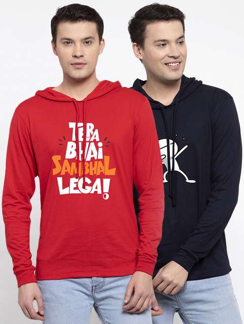 pack of 2 - multi colored cotton chest print sweatshirt - 20639612 -  Standard Image - 0