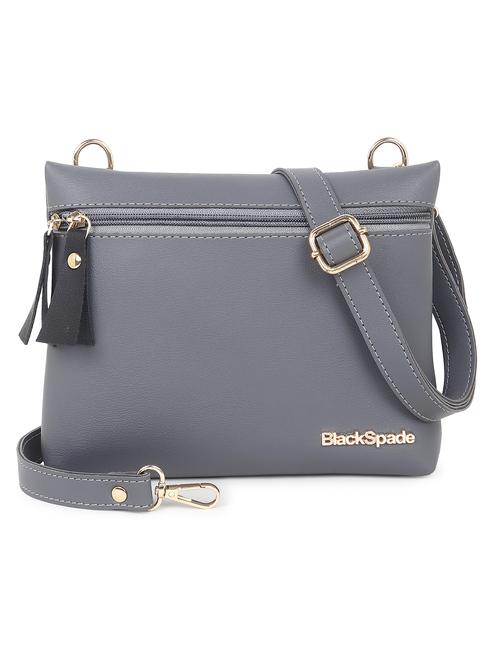 grey solid leatherette structured sling bag - 20643792 -  Standard Image - 0