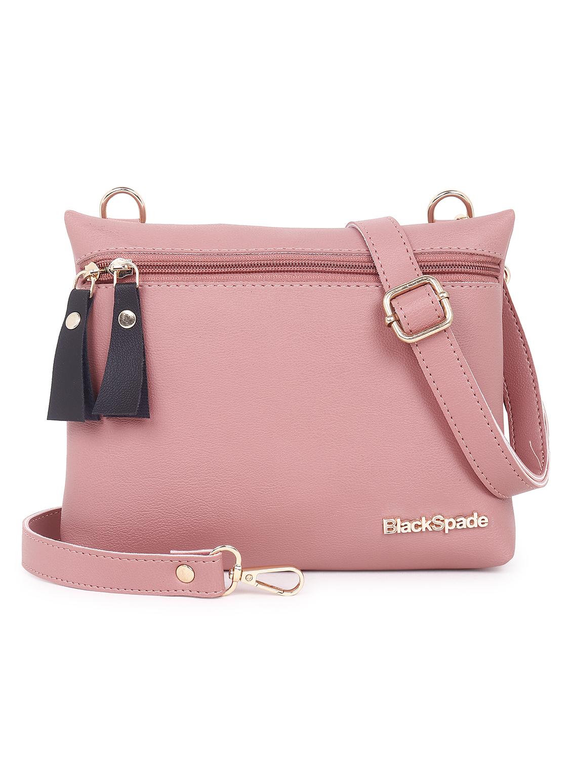 pink solid leatherette structured sling bag - 20643793 - Zoom Image - 0