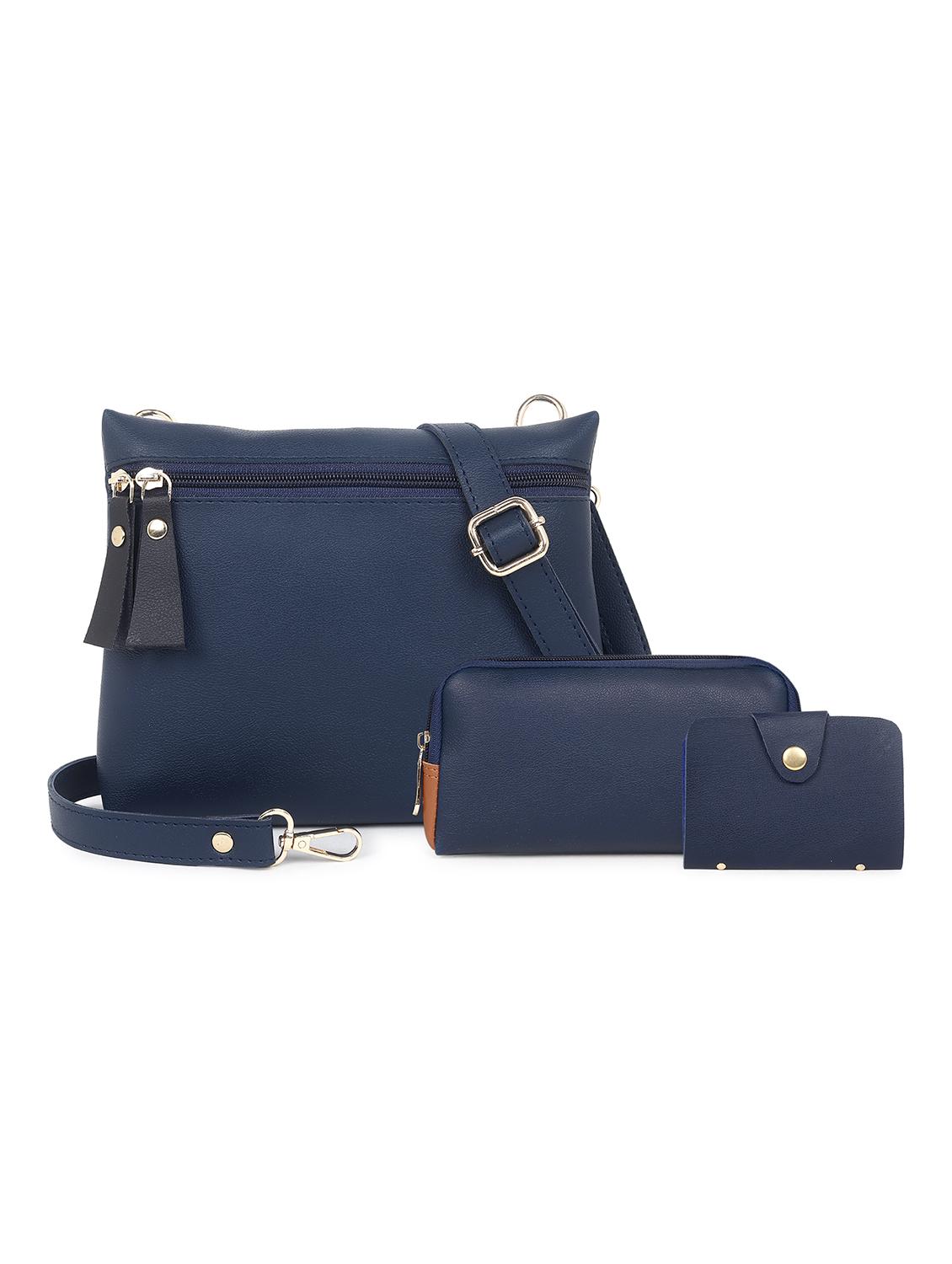 blue set of 3 solid leatherette structured sling bag - 20643797 - Zoom Image - 0