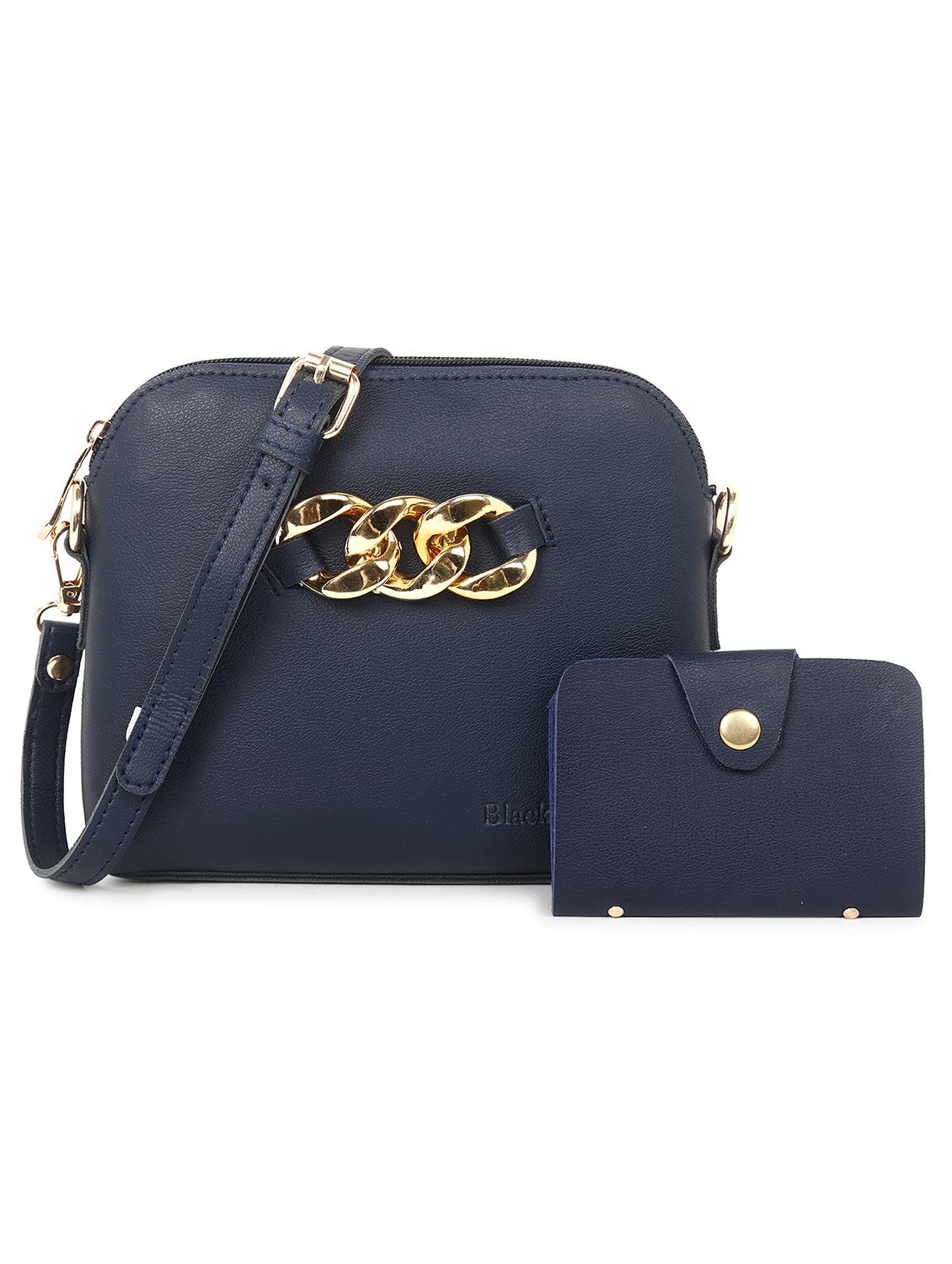 blue set of 2 solid leatherette structured sling bag - 20643803 - Zoom Image - 0