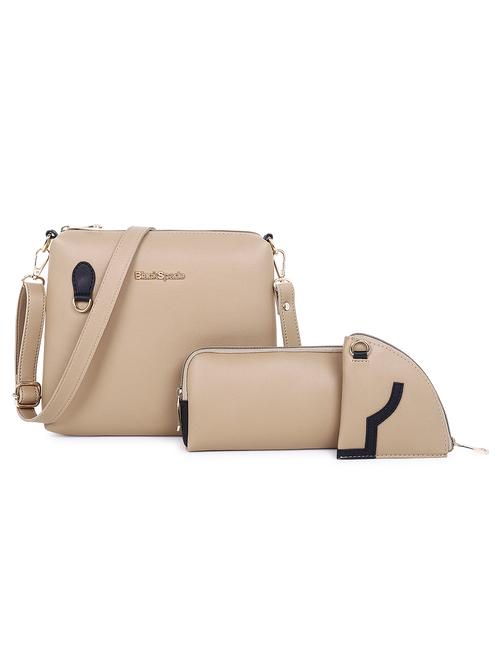 beige set of 3 solid leatherette structured sling bag - 20643807 - Standard Image - 0