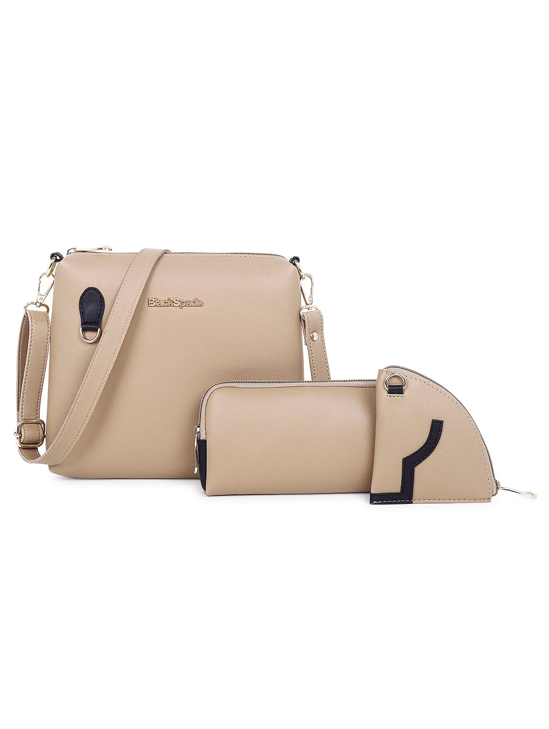 beige set of 3 solid leatherette structured sling bag - 20643807 - Zoom Image - 0
