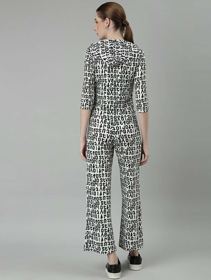 women black & white typographic top and trouser set  - 20643984 -  Standard Image - 2