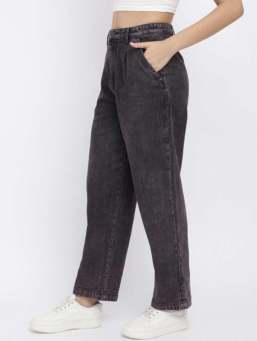 women's plain straight fit jeans - 20643985 - Standard Image - 2