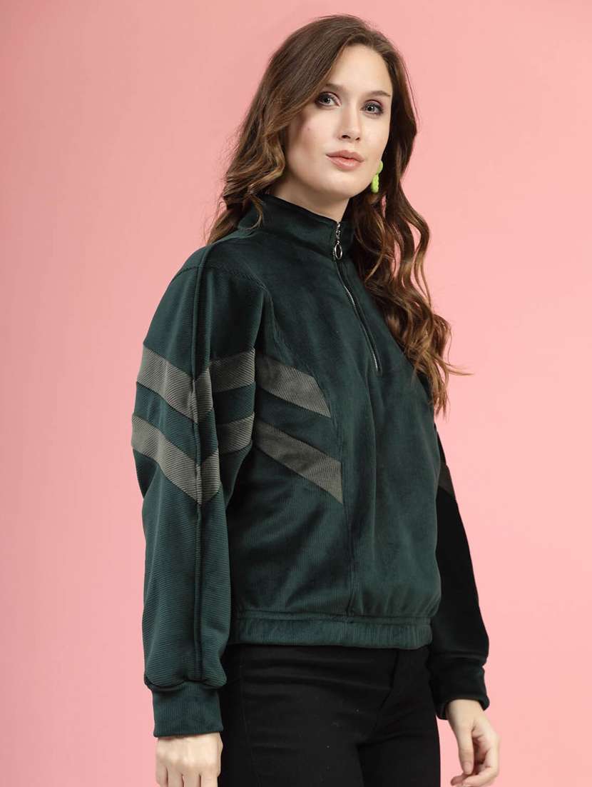 women color block long sleeve sweatshirt - 20644314 -  Standard Image - 2