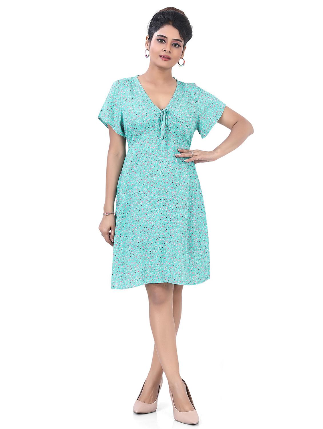 green floral printed fit & flare dress - 20644420 - Zoom Image - 0
