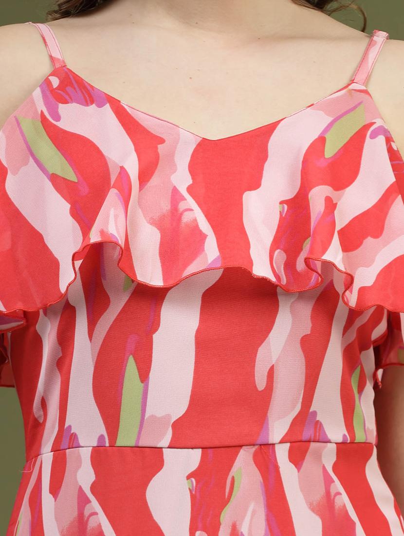 pink printed detailed asymmetric midi dress - 20644434 - Standard Image - 7