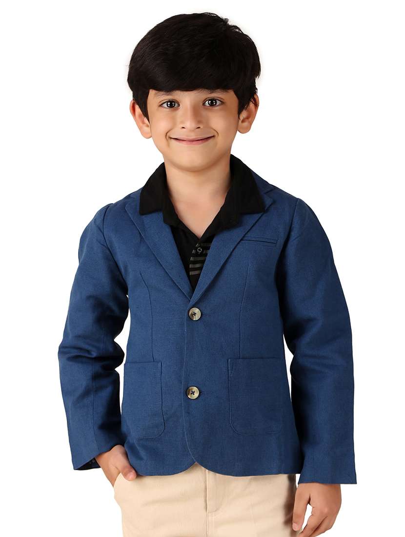 boys solid long sleeve blazer