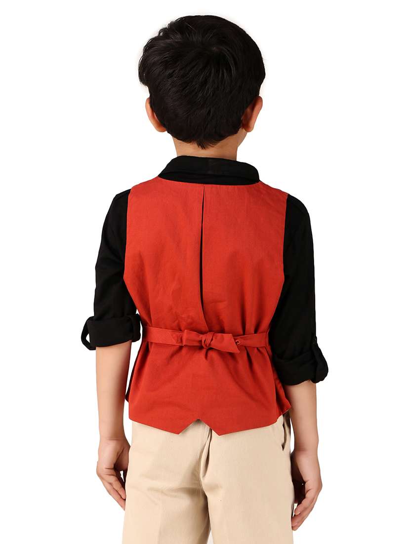 Boys Solid Cotton Waistcoat - 20644573 -  Standard Image - 2