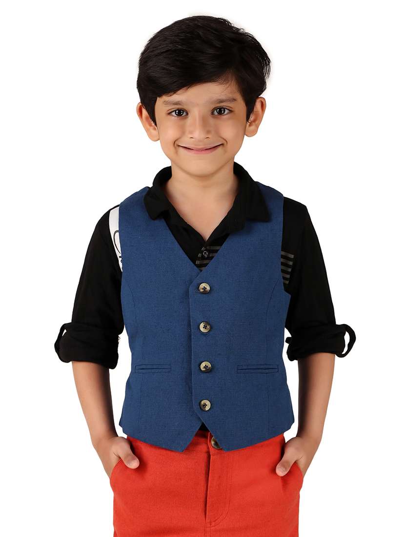 boys solid cotton waistcoat