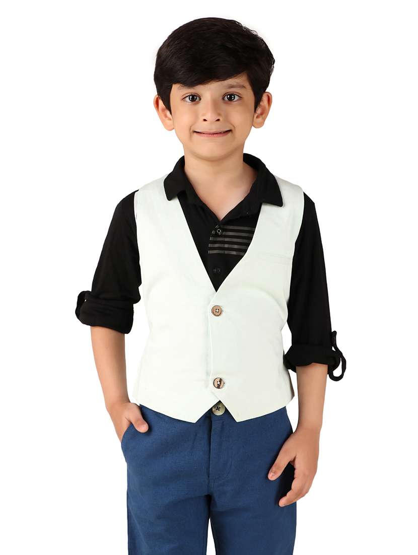 boys solid cotton waistcoat