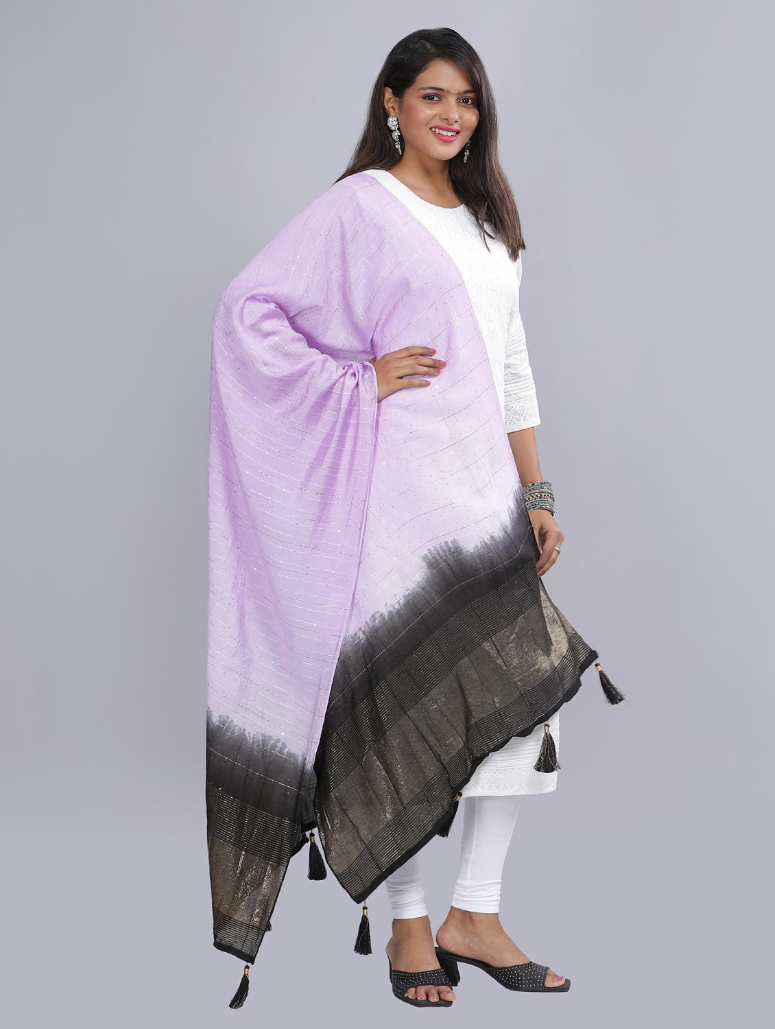 lavender sequined work dupatta - 20644624 - Standard Image - 2